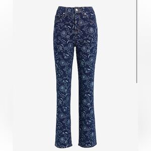 Express jeans floral straight leg high rise western boho 8